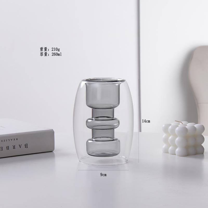 Colorful Double-layer Glass Vase, Vase Decoration Glass Vase Flowerpot Home Office Dining Table Decoration