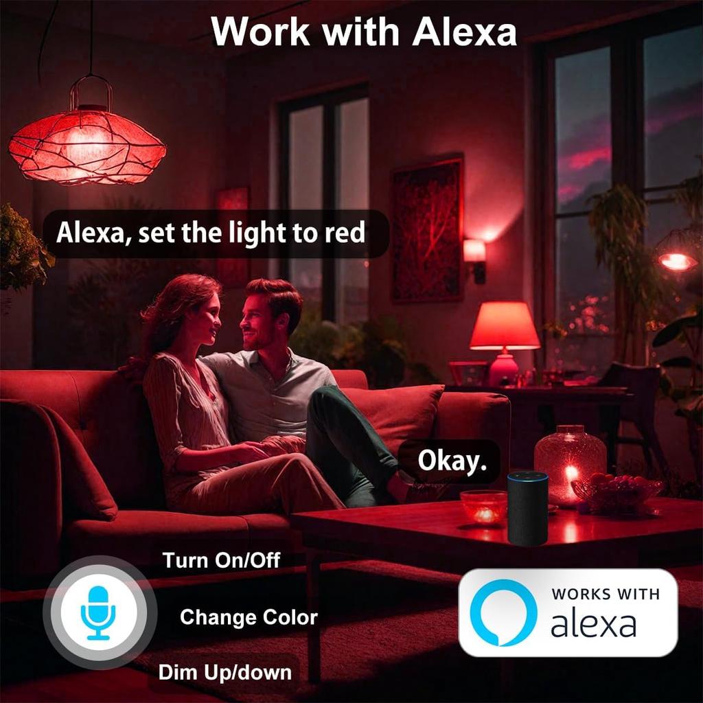 ILC G25 LED Vanity Globe Light Bulbs 6W, Work with Alexa Required Echo Device, Color Changing, 60W Equivatlent, Color Tunable CCT 2700-6000K,