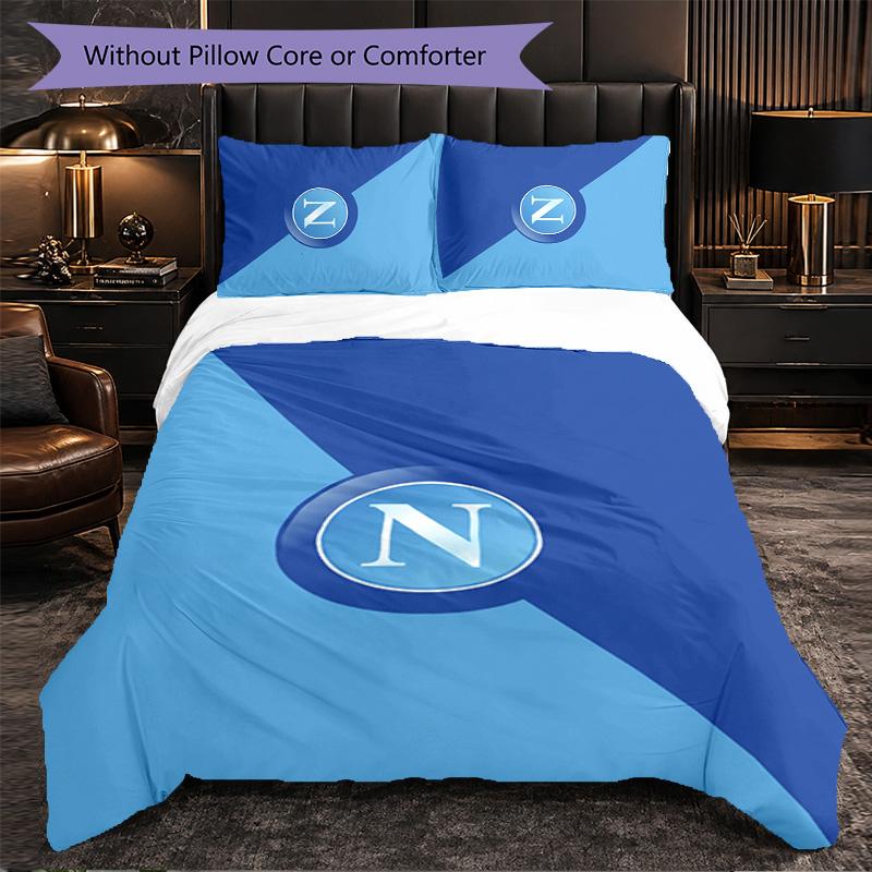 Biancheria da Letto a Tema Napoli FC Set 3 Pezzi Copripiumino Biancheria da Letto Decorativa Per Camera Adolescenti Decorazione Casa
