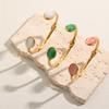 MamacitaSlay 316L Stainless Steel Textured Natural Stone Cuff Bangle 18K Gold Plated Waterproof Jewelry For Women Open Bracelet