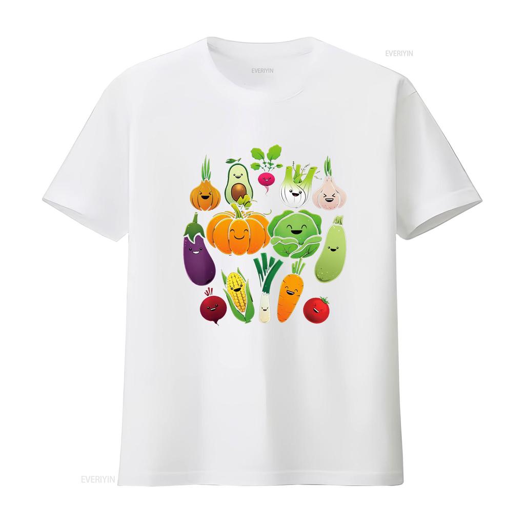 Cute Vegetable Art Healthy Veggie Vegan Gardening T Shirt Vintage Washed Fashion Homme Comfortable Versatile Stylish Stretched