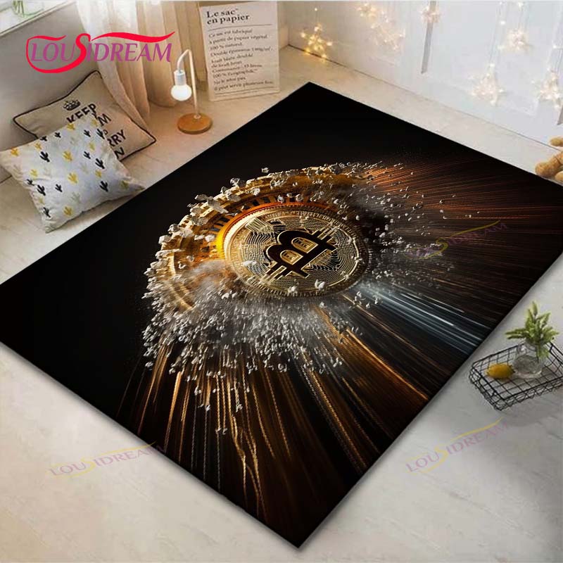 Hot Exquisite 3D Bitcoin BCT Printed Carpet Outdoor Rug Area Rug Non-slip Carpet Bedroom Decor Carpet for Room Gift