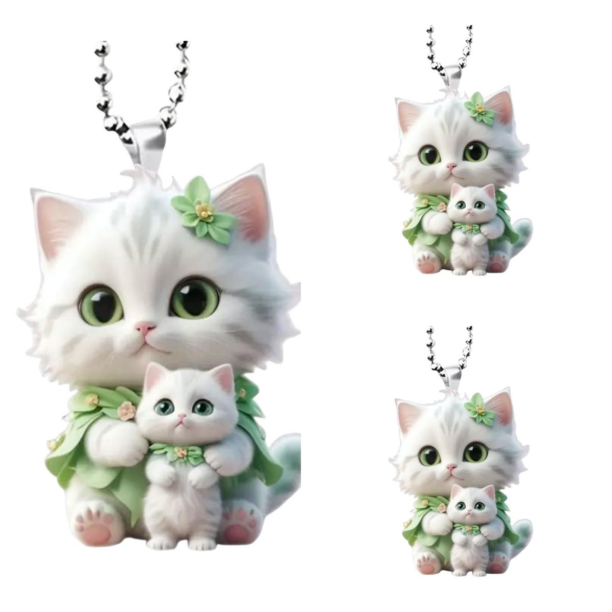 

Підвісна прикраса для автомобіля Підвіска для ялинки зі шнурком Легко повісити Дизайн у формі кота Дзеркало заднього виду Підвісний декор Аксесуари для салону автомобіля Cat 3pc