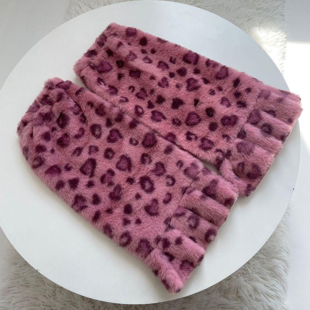 Y2K Furry Leg Warmers Leopard Print Plush Leg Coverings Vintage Winter Leg Warmers  Spicy Girls