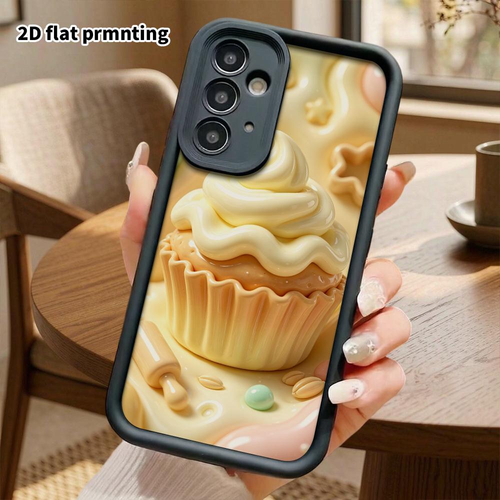 Phone Case: 2D flat, suitable for Samsung Galaxy A34 A35 M05 M06 S20 S22 S21 FE Plus 5G protective cases, cream cupcake, perfect Christmas and Hallowe