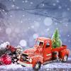 Christmas Vintage Red Truck Metal Truck Car with Christmas Trees Ornaments for Home Fireplace