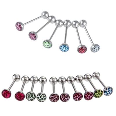 6/10 unids/set mujeres leopardo estampado barra lengua labio ombligo anillo joyería Piercing del cuerpo