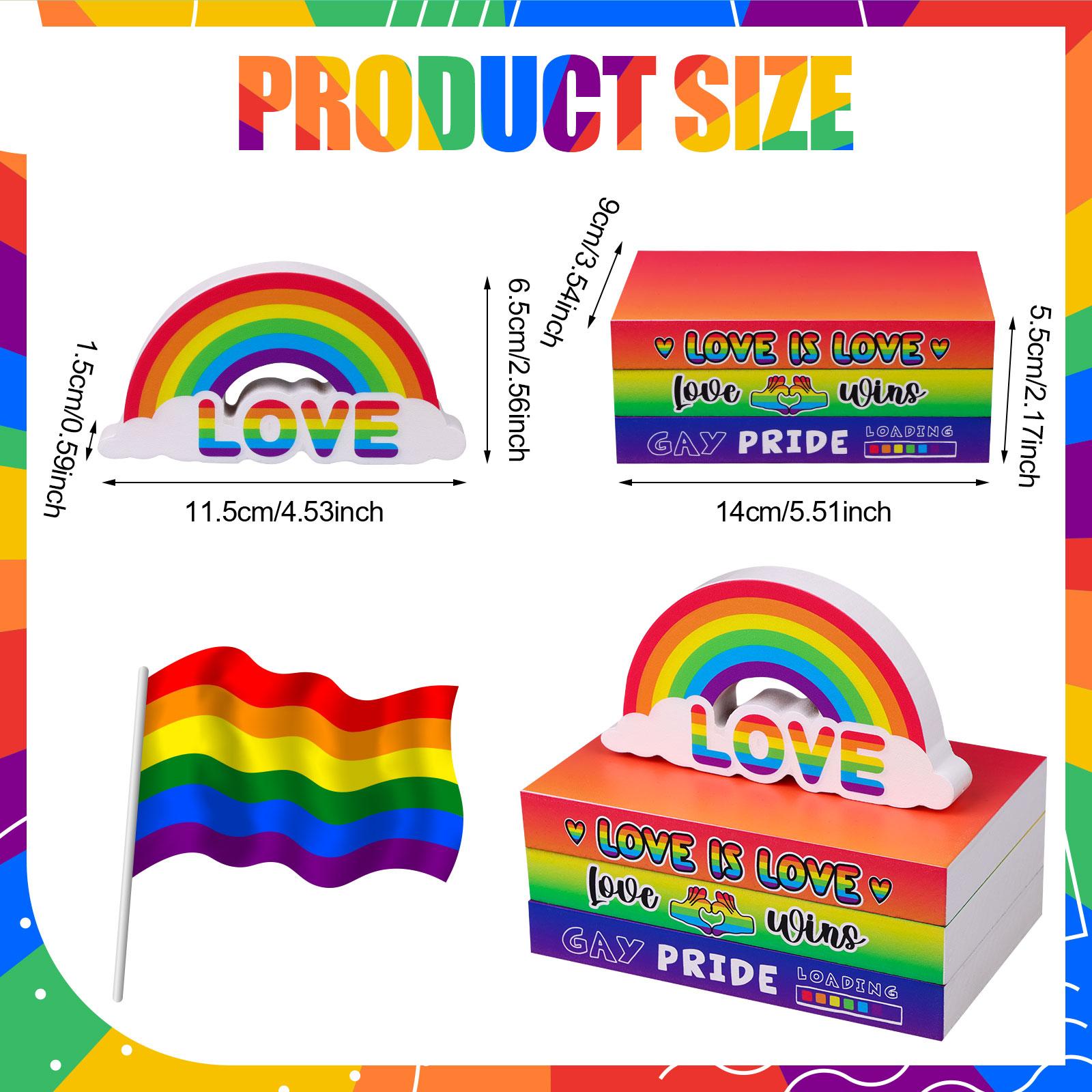 

Jiaufmi 4 шт. День гей-прайду Дерев яний декор Райдужний багаторівневий піднос Міні-стоси книг Центральні елементи для вечірок для домашнього офісу Столова полиця Dec синій