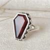 Retro punk style jewelry, creative niche imitation ruby ring, popular ring