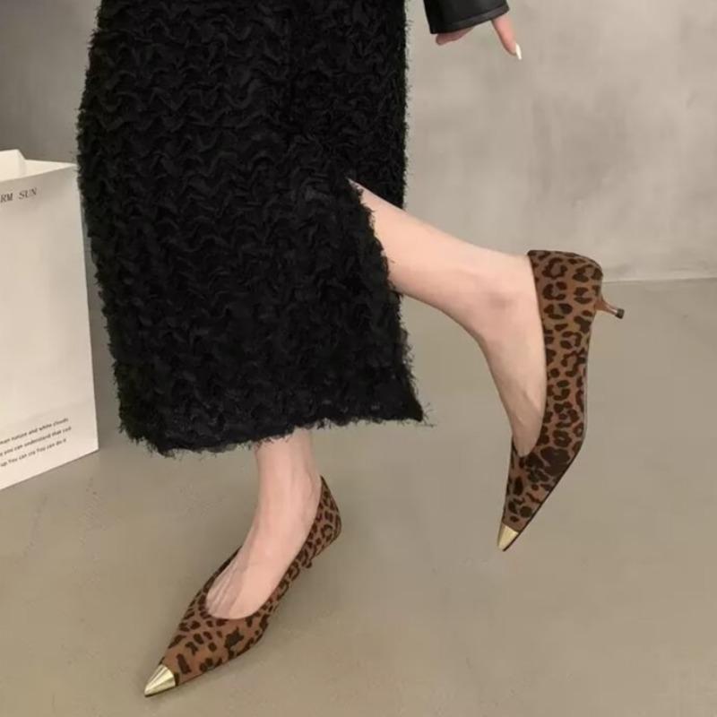 Autumn New Thin Heel Single Shoes Women's Fashion Pointed Shallow Mouth Suede Non-slip Low-top Shoes