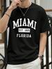 Miami Est 1825 Florida Stampa Maglietta Uomo Estate Cotone Magliette Oversize alla Moda Larga Abbigliamento Sportivo Casual Hip Hop Abbigliamento Unisex
