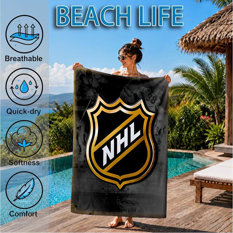 Nhl Hockey League Emblem Beach Towel, Super Soft Microfiber, Perfect Gift for Her/Him, Birthday, for Pool, Beach, Travel, Decor Beach Party