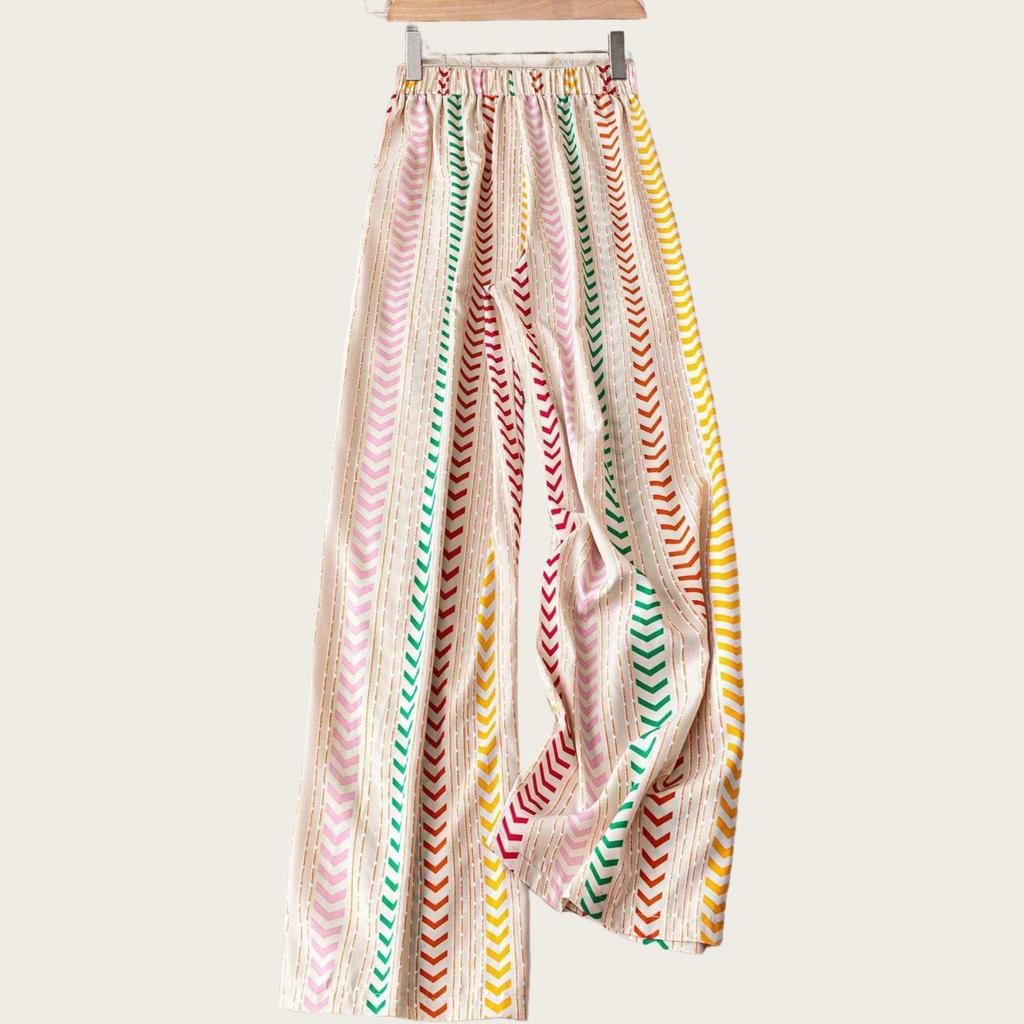 Pantaloni Imprimați cu Talie Înaltă și Croială Largă pentru Femei Mărimi Mari 2025 - Modă Europeană și Americană Transfrontalieră