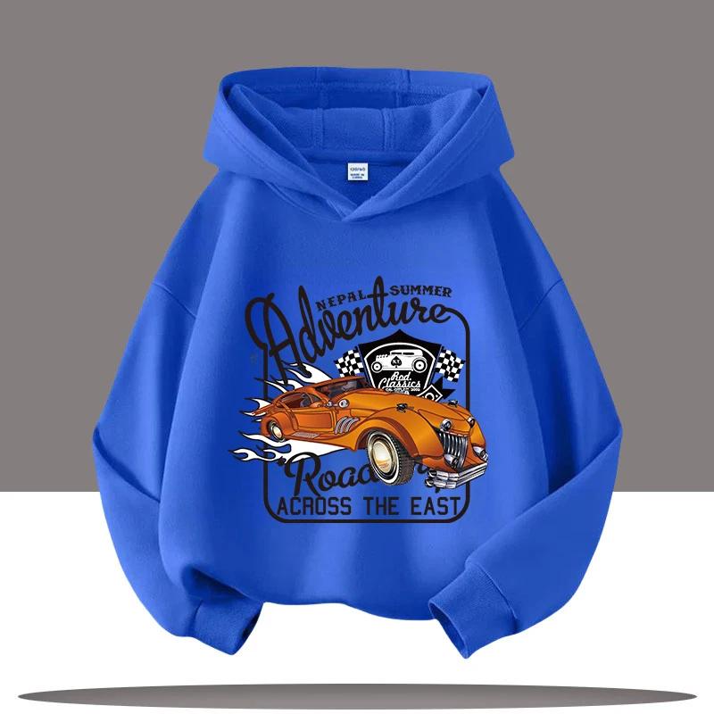 

Детская толстовка с капюшоном в стиле ретро 2025 года с мультяшным принтом, спортивная одежда для мальчиков, повседневный топ для девочек, одежда осень-зима 100