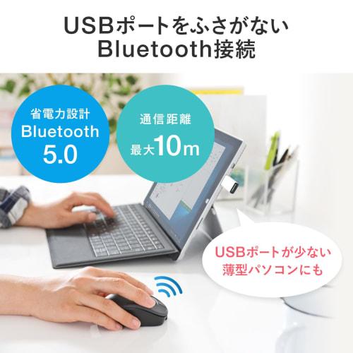 Sanwa Supply Quiet Bluetooth Blue LED Mouse (Rechargeable/Black) MA-BBS308BK