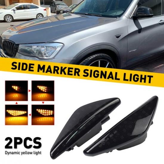 [DARK SMOKED] LED Side Marker Light Blinker Lamps Pair For BMW E70 E71 E72 F25