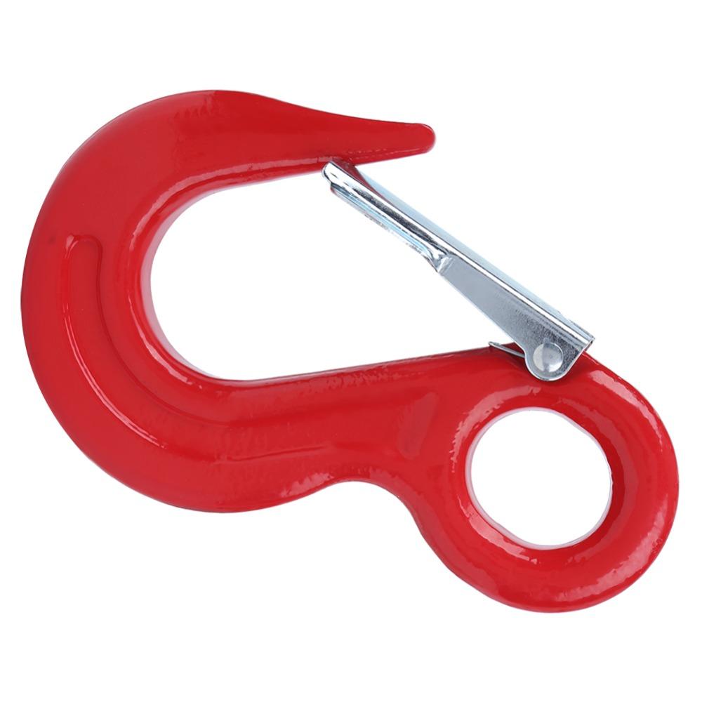 Red Alloy Steel Crane Hook 5000kg Load Capacity Safety Latch Hook Industrial Rigging