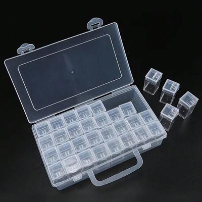 Contenedor de almacenamiento cuadrado de gran capacidad con 32 compartimentos y etiqueta de clasificación de 64 compartimentos para pintura de diamantes, cuentas y joyas pequeñas