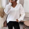 Suéteres casuales de moda para mujer, otoño invierno, estampados de colores sólidos, sueltos, de manga larga, con cuello en V y mangas largas