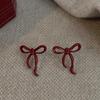 Hong Kong Ankara Red Bow Stud Earrings: Retro, Versatile, and Luxurious Accessory for a Niche Fashion Statement.