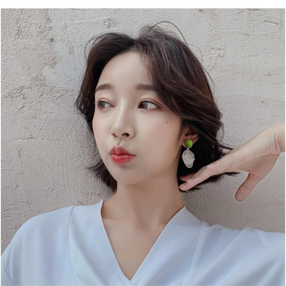 Silver Needle Earrings Women's Summer Stud Earrings Niche Design Earrings High-end Green Earrings