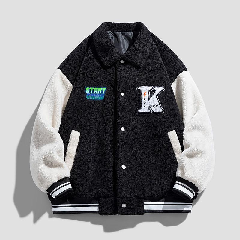 

Весна и осень Мужская американская бейсбольная форма для мальчиков и девочек Куртка Свободная трендовая весенняя куртка для пары XXXL чёрный