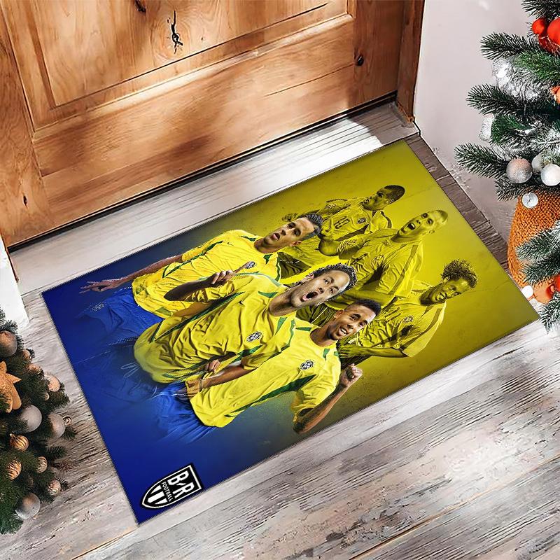 Brazil national football team Printed Flannel Area Rug Non Slip Soft Polyester Floor Carpet Indoor Decor Mat for Bedroom Living Room Sofa