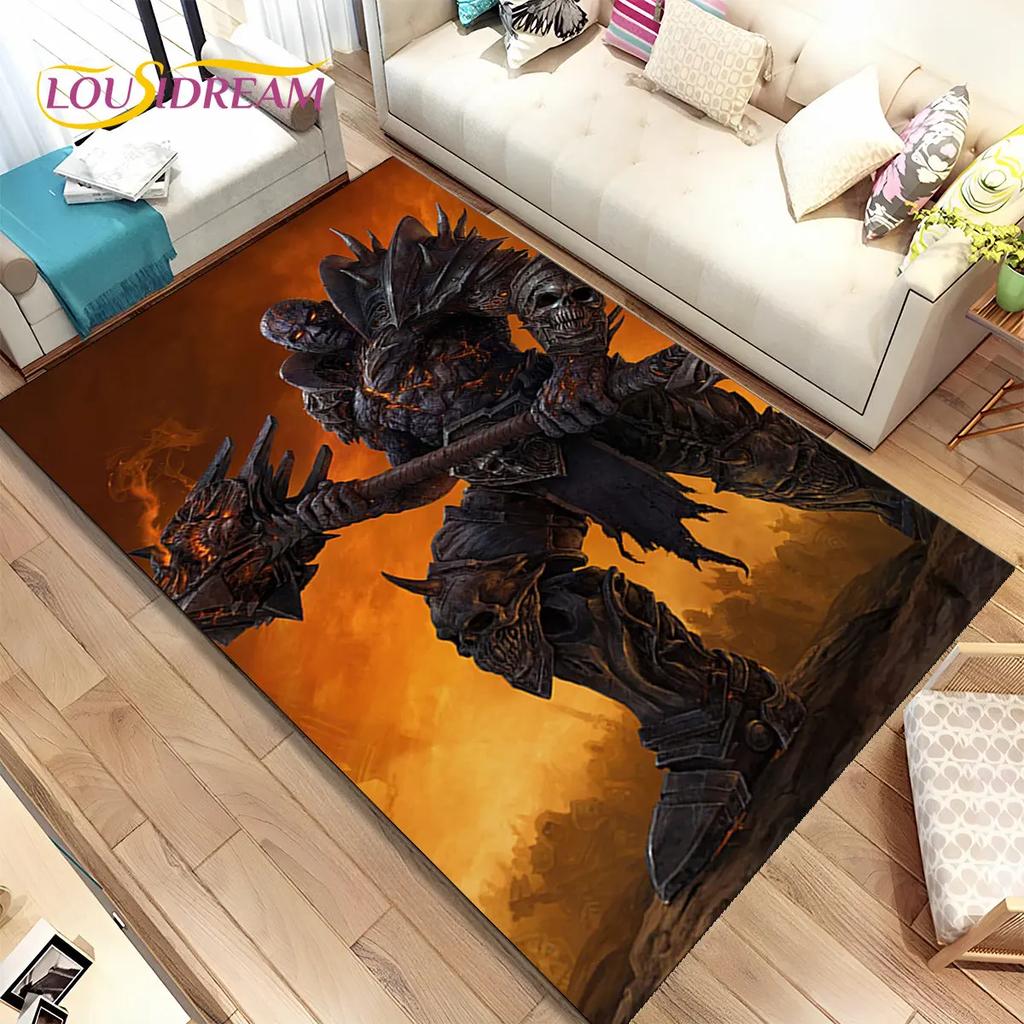 World of Warcraft, WOW, Game Gamer-Bereichsteppich, Teppichteppich für Wohnzimmer, Schlafzimmer, Sofa, Fußmatte, Dekoration, rutschfeste Kinder-Bodenmatte, 3D