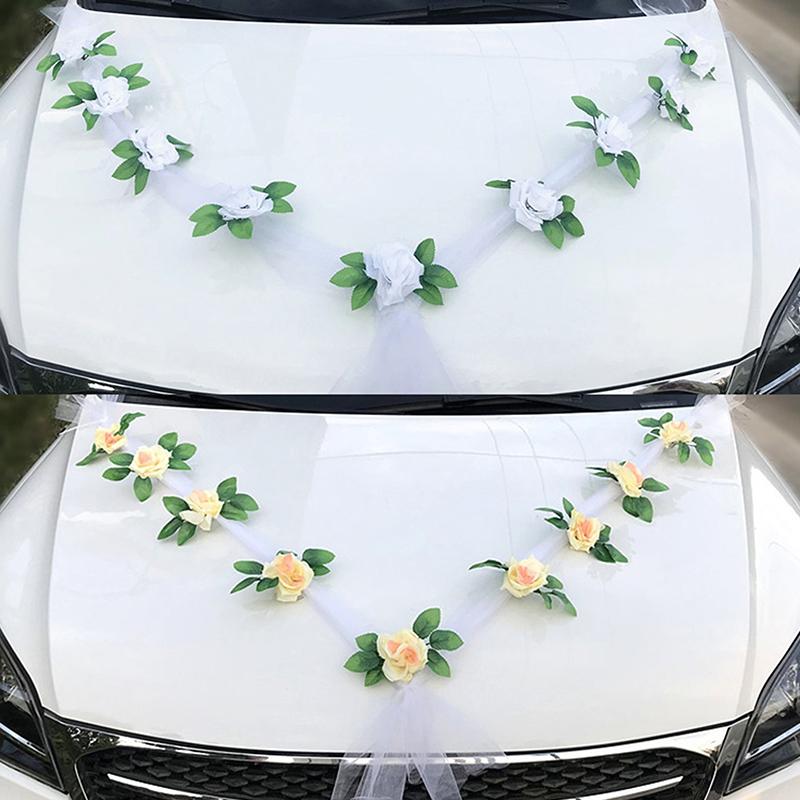 Rose Artificial Flower For Wedding Car Decoration Bridal Car Decorations White Pink Red Yellow Artificial Rose Car Decor