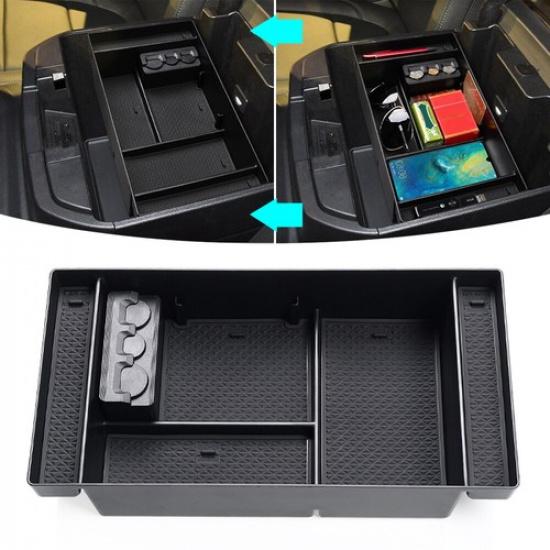 1x Central Armrest Box Storage Tray Organizer for Chevrolet Silverado 19+ Black