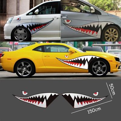 2x59''Full Size Flying Tiger Shark Mouth Teeth Car SUV Bumper Sticker Door Deca