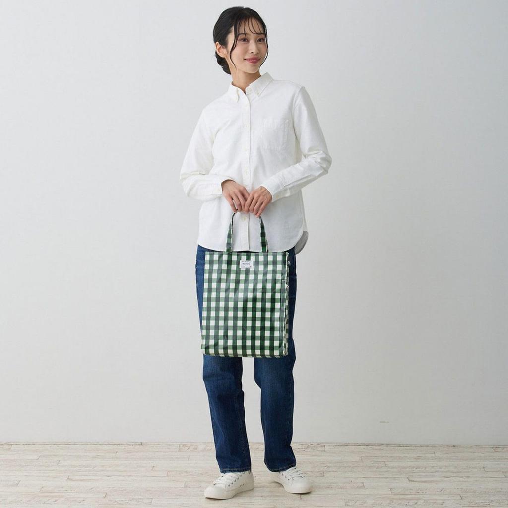 Rootote A4 Tote Bag, Gingham Check, SN, Archait Laminate, Q 1028 (01 Check Green)