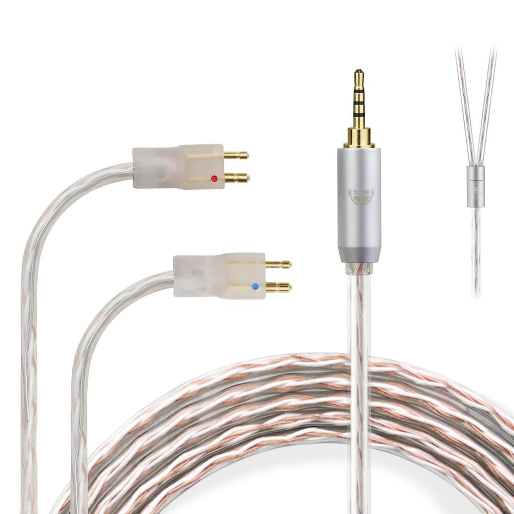 Okcsc JBX FitEar 2Pin Connector Earphone Cable for Compatible with OFC Length Re-Cable Earphones/Headphones MH334, MH335DW, TG223, TG333, TG334, Etc.