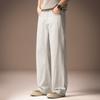 High-end American Simple Wide-leg White Jeans Men's Summer Thin Hanging Loose Straight Denim Trousers