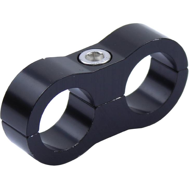2 Pack Black AN10 10AN Billet Aluminum Nylon/Steel Braided Pipe Tube Dual Oil Fuel Water Line Hose Separator Clamp Tooling Mount