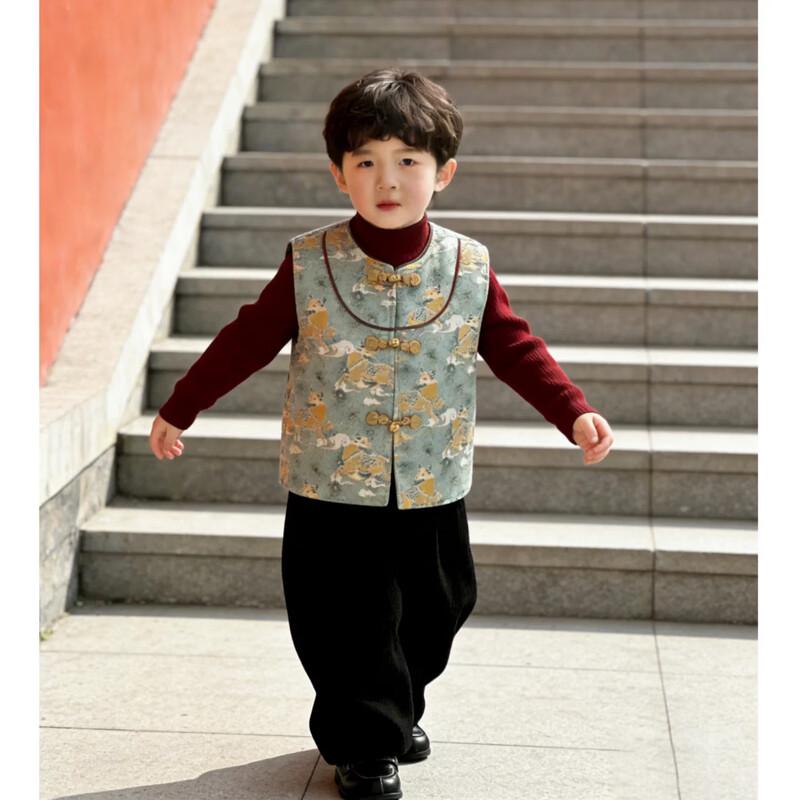 Boys' New Chinese Style Warm Winter Tang Suit Vest