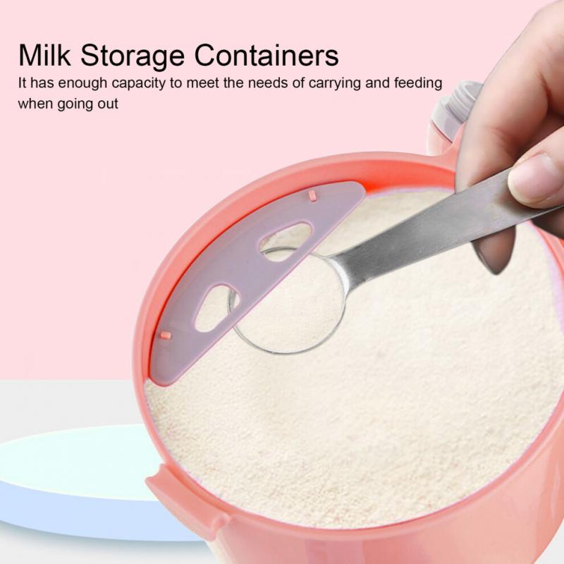 Baby Food Containers Large Pink Safe PP Material Sufficient Capacity Compact Portable Cute Style Powder Dispenser