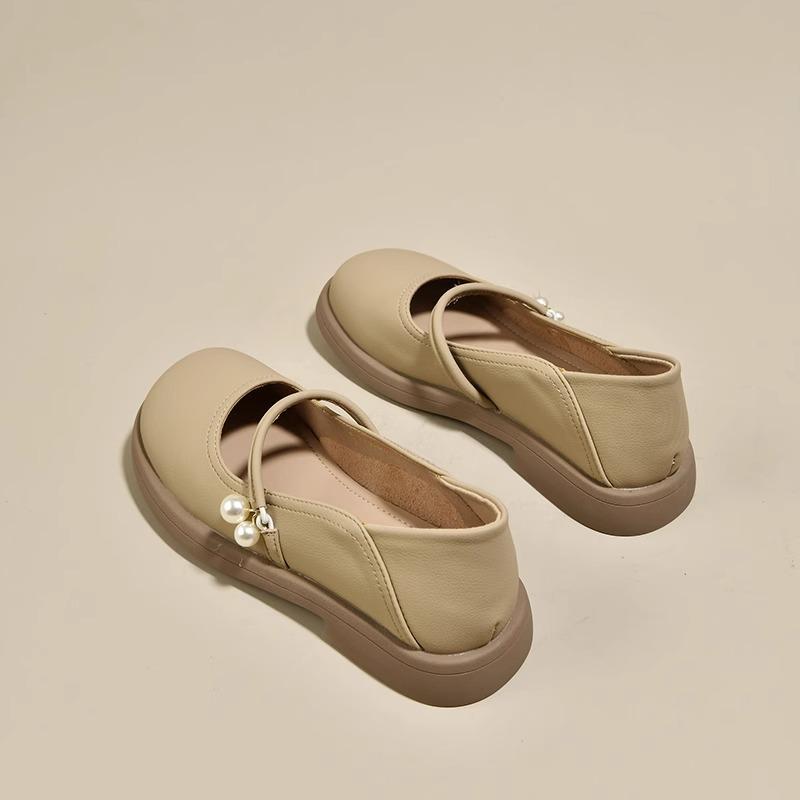 Fashion Women's Flat Shoes Spring Soft Leather Mary Jane Shoes 2024 New Small White Loafers with Skirt Gentle Small Leather Shoes