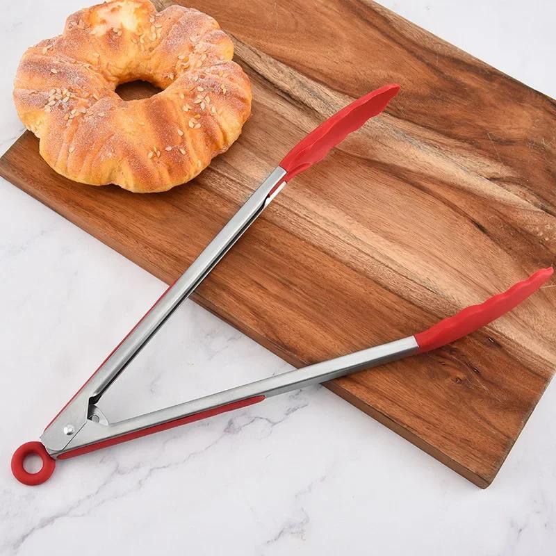 1/3Pcs Silicone BBQ Grilling Tong Salad Bread Serving Kitchen Tong Non-Stick Barbecue Grilling Cooking Tools with Joint Lock