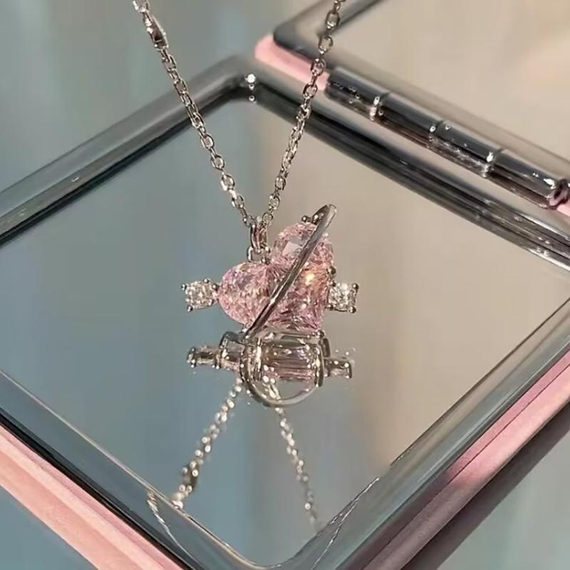 

2024 Цирконий бант сердце кулон ожерелье красивое ожерелье цепь воротник подарок на День святого Валентина ювелирные изделия для вечеринки