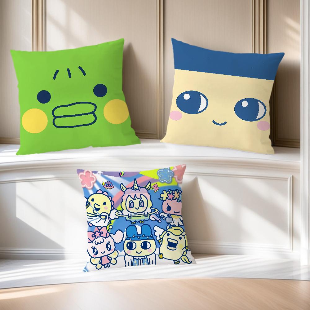Funny Carton T-Tamagotchi Kuchipatchi Cushion Cover Soft Pillow Case for Sofa Living Room Home Office Decor Protective Covers