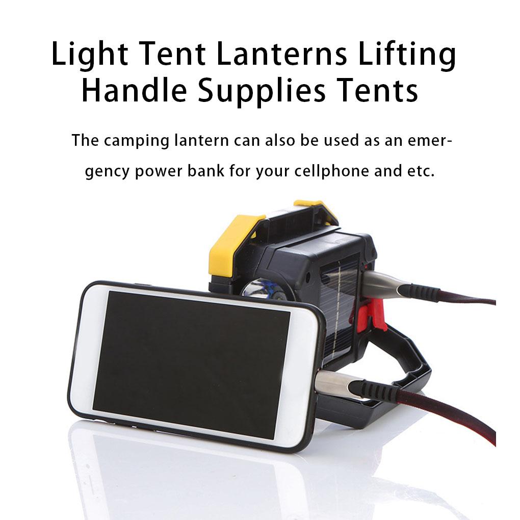 Solar-powered Camping Lantern Portable Rechargeable Handled Protective Cap USB Interface Tent Emergency Flashlight