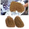2 Pieces Microfiber Glove for Car Washing, Washing Mitts, Gloves Cleaning Kit Absorbent for Car Wash(Curry)