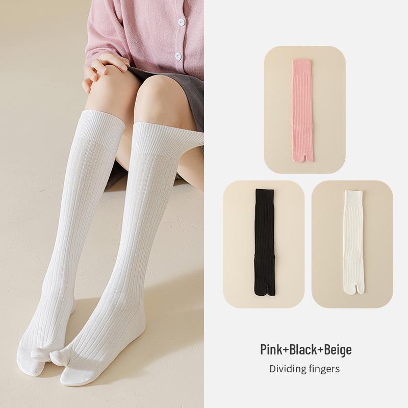 Women's Split Toe Over Knee Slimming Socks - Spring Autumn Cotton Two Toe Long Socks