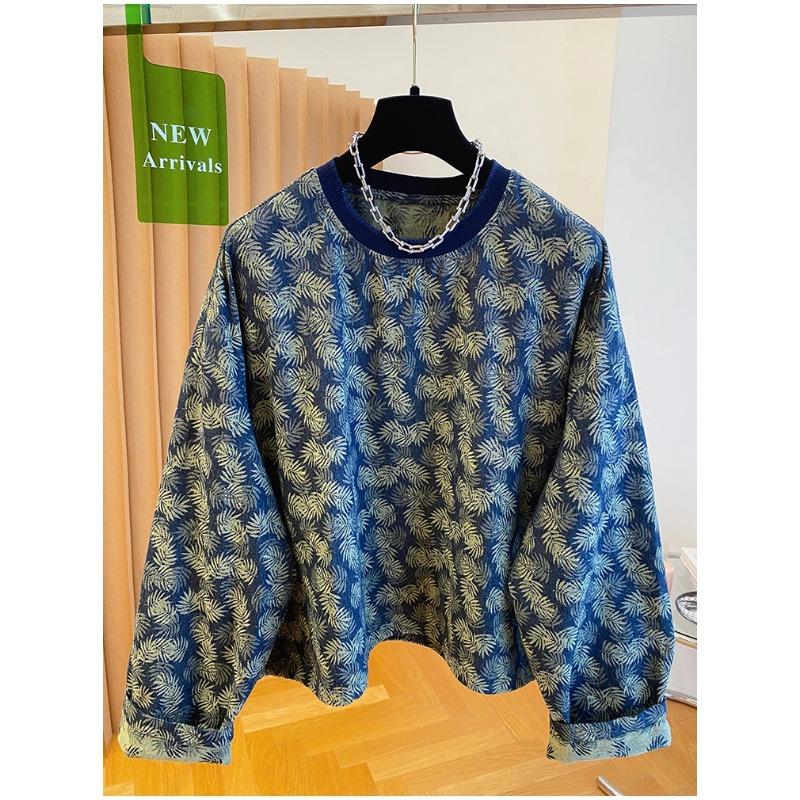 Fashionable Retro Sweater Women's Autumn 2025 Round Neck New Long Sleeve Printed Loose Casual Pullover Top