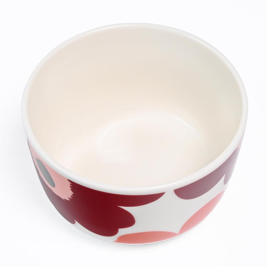 Marimekko Unikko Bowl 250ml x Dark Cherry x Salmon 073703 133 Oiva Unikko Bowl White Red Tableware Nordic Ceramic Dishes Floral Print Kitchen