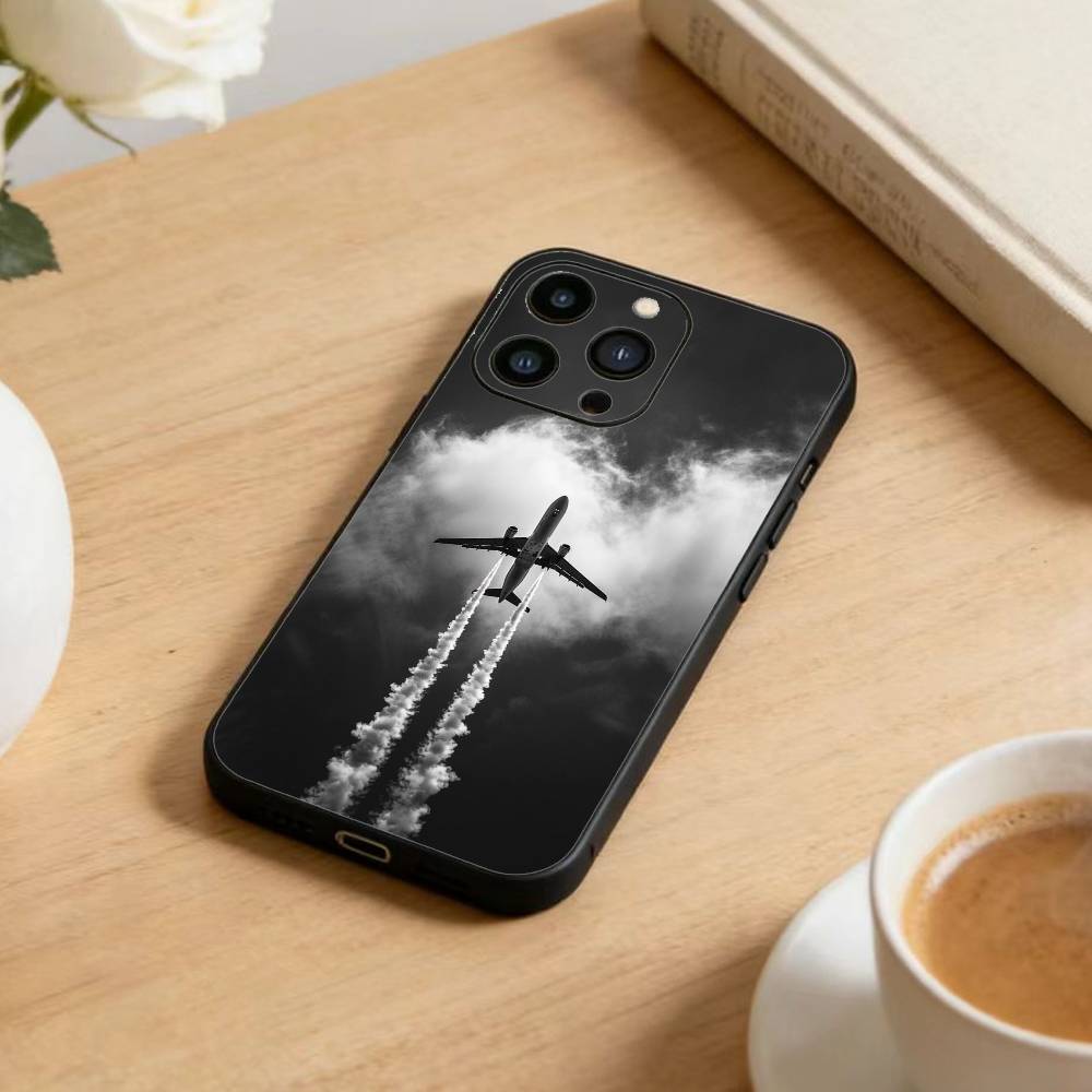 Flugroute Reise Matt Hartes Handyhülle Für iPhone 17 16 15 14 13 12 Max Plus Silikon Schwarze Abdeckung
