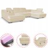 U-shaped Corner Sofa Bed, Extendable F. Bosso Family Sleeping Furniture Beige Velvet