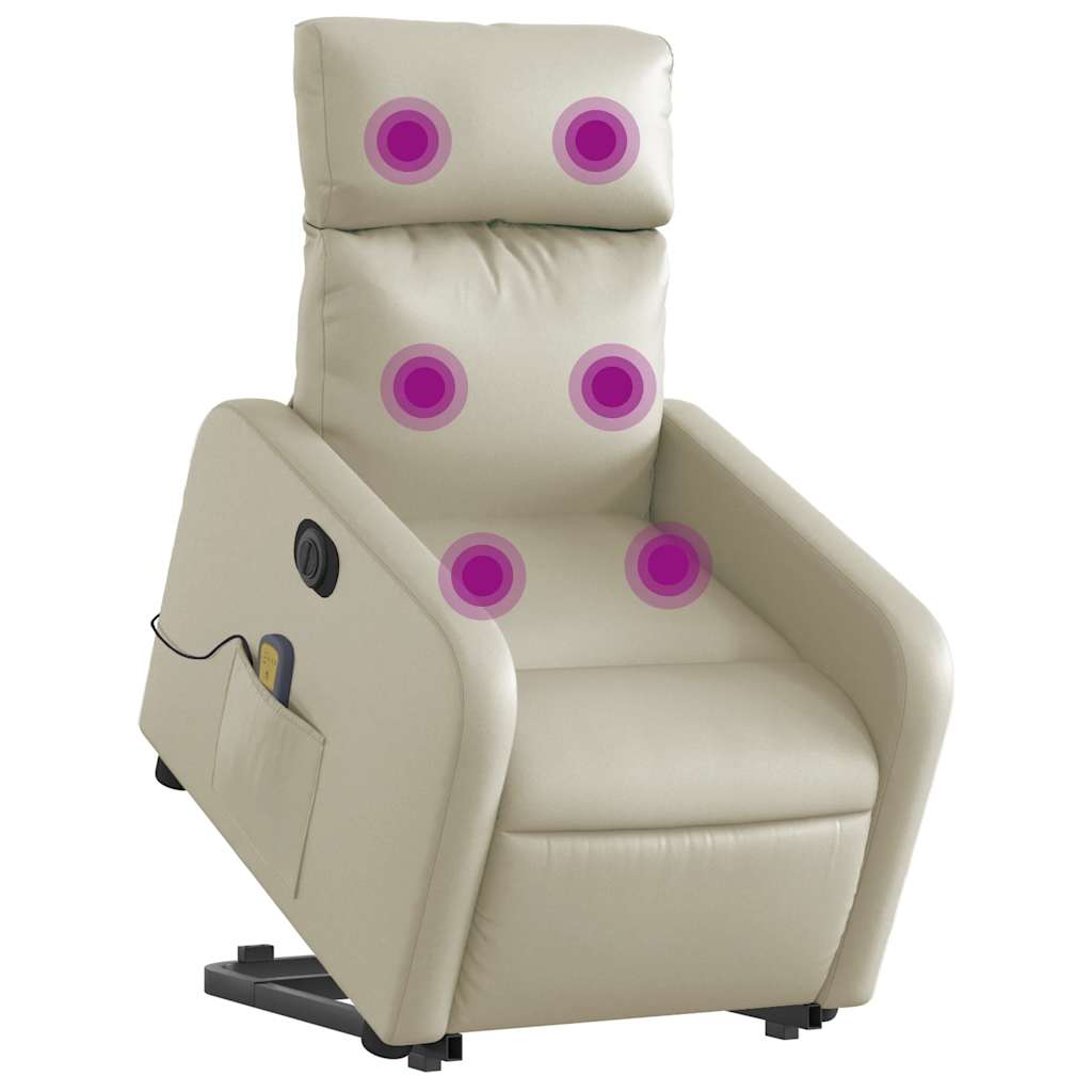 Vidaxl Reclining and Tilting Armchair with Massage, Electric, Cream