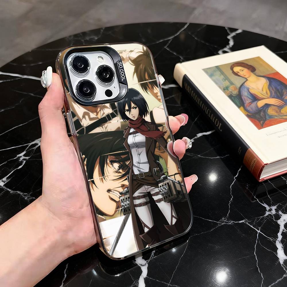 A-Attack On T-Titan M-Mikasa A-MA Phone Case For iPhone 17,16,15,14,13,12,11 Plus,Pro Max,XS,Colorful Silver Black Cover